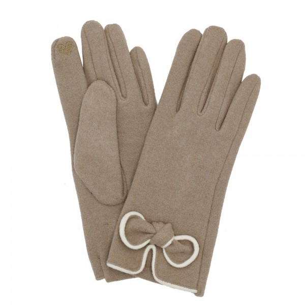 Soft Knit Gloves With Two Tone Bow Detail 

- Touch Screen Compatible
- One Size Fits Most
- 100% Polyester