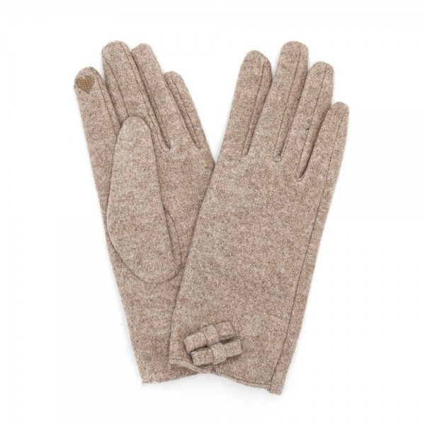 Wholesale faux Wool Gloves Bow Details Touch Screen Compatible One Fits Most Pol