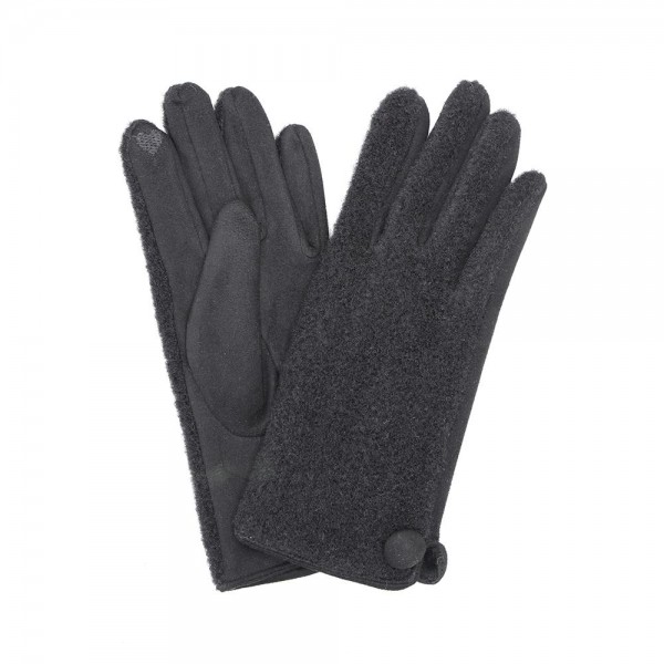 Wholesale fleece Gloves Button Detail Touch Screen Compatible One Fits Most Poly