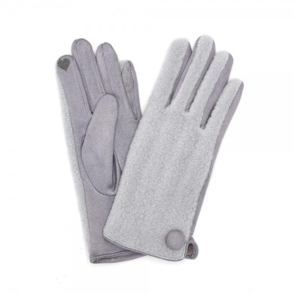 Wholesale fleece Gloves Button Detail Touch Screen Compatible One Fits Most Poly