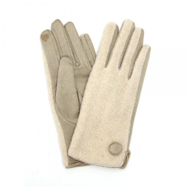 Wholesale fleece Gloves Button Detail Touch Screen Compatible One Fits Most Poly