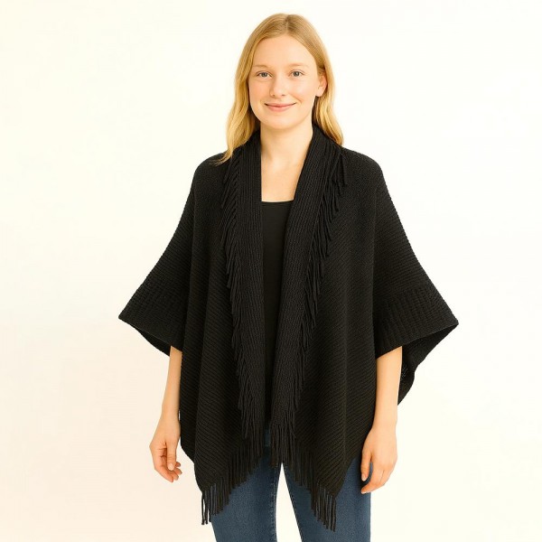 Do Everything In Love Soft Knit Fringe Kimono

- One Size Fits Most (0-14)
- L 31.5" x W 33.5"
- 100% Acrylic