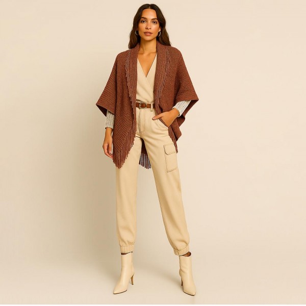 Do Everything In Love Soft Knit Fringe Kimono

- One Size Fits Most (0-14)
- L 31.5" x W 33.5"
- 100% Acrylic