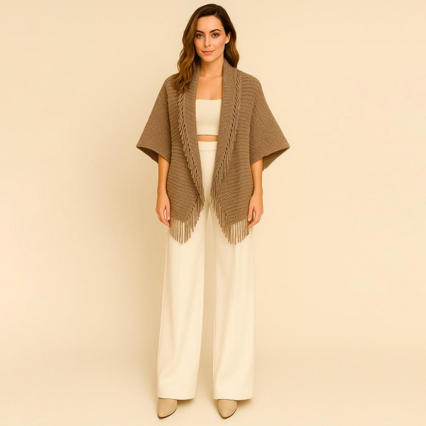 Do Everything In Love Soft Knit Fringe Kimono

- One Size Fits Most (0-14)
- L 31.5" x W 33.5"
- 100% Acrylic