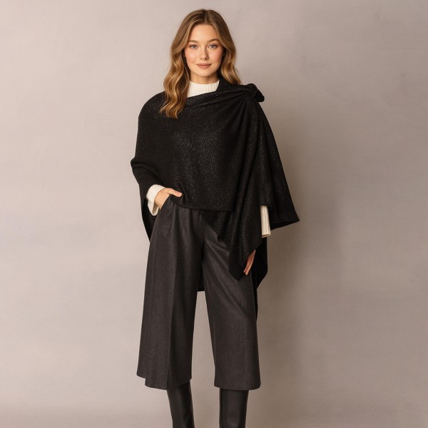 Do Everything In Love Lurex Ruana Wrap With Strap 

- One Size Fits Most ( 0-14) 
- L 26.4" x W 43.3" 
- 100% Acrylic 