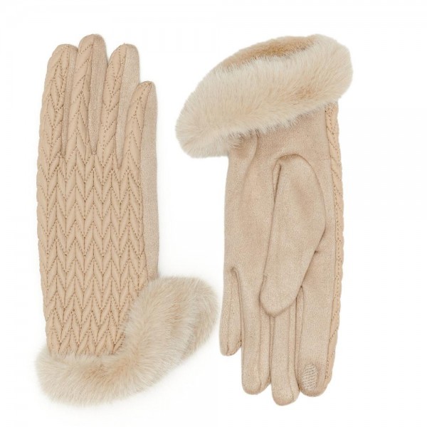 Quilted Nylon & Faux Fur Gloves 

- Touch Screen Compatible
- One Size Fits Most
- 100% Polyester