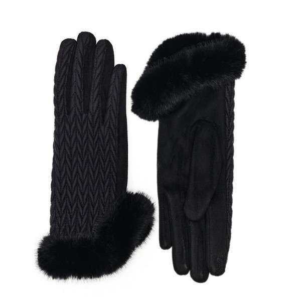 Quilted Nylon & Faux Fur Gloves 

- Touch Screen Compatible
- One Size Fits Most
- 100% Polyester