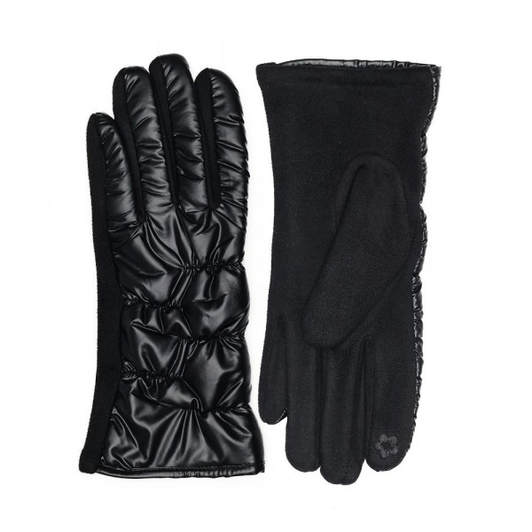 Puffy Nylon & Faux Suede Gloves

- Touch Screen Compatible
- Fleece Lining
- One Size Fits Most
- 100% Polyester