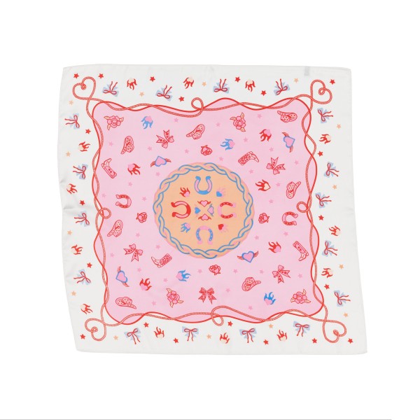 Wholesale western Hearts Bows Print Bandana Scarf Multi Use Scarf Bandana Bag Ti