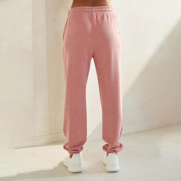 Women’s Corduroy Jogger Pants - Stretch Knit Corduroy Fabric - Two Pockets on the Side - Elastic Waist with Drawstring - Ribbed - Pull up style - Imported - 98% polyester 2% spandex view 5