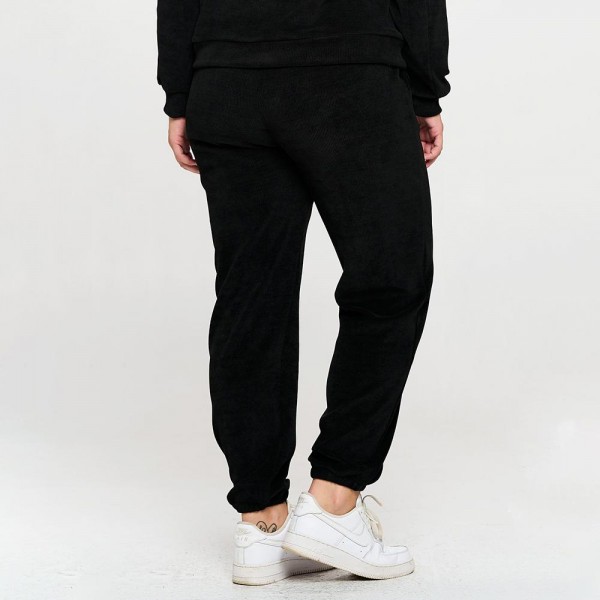 Women’s Corduroy Jogger Pants - Stretch Knit Corduroy Fabric - Two Pockets on the Side - Elastic Waist with Drawstring - Ribbed - Pull up style - Imported - 98% polyester 2% spandex view 5