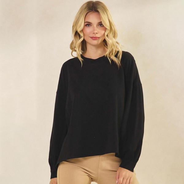 Women's Cotton Relax Fit Top

- Soft breathable
- Crew neckline
- Long Sleeve
- A-Line Silhouette
-100% Cotton