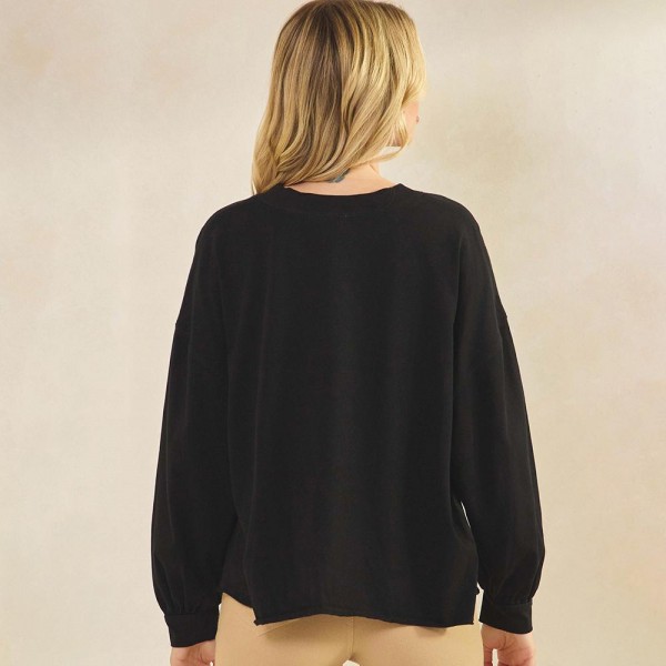 Women's Cotton Relax Fit Top - Soft breathable - Crew neckline - Long Sleeve - A-Line Silhouette -100% Cotton view 5