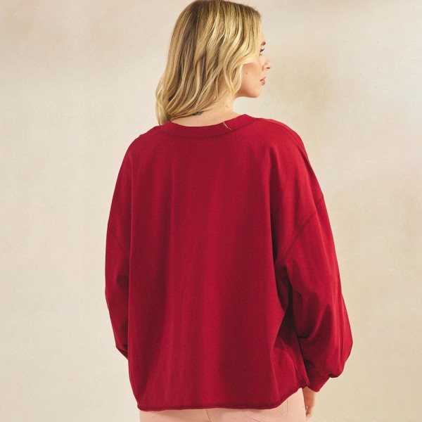 Women's Cotton Relax Fit Top - Soft breathable - Crew neckline - Long Sleeve - A-Line Silhouette -100% Cotton view 5