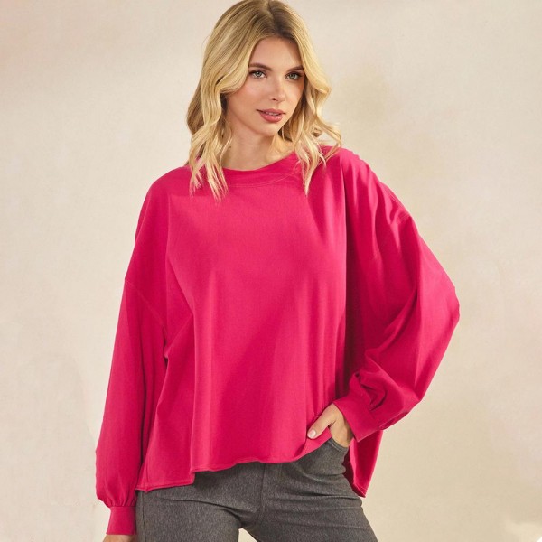 Women's Cotton Relax Fit Top

- Soft breathable
- Crew neckline
- Long Sleeve
- A-Line Silhouette
-100% Cotton