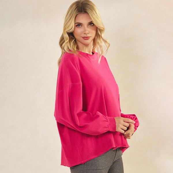Women's Cotton Relax Fit Top

- Soft breathable
- Crew neckline
- Long Sleeve
- A-Line Silhouette
-100% Cotton