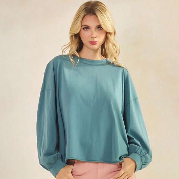 Women's Cotton Relax Fit Top

- Soft breathable
- Crew neckline
- Long Sleeve
- A-Line Silhouette
-100% Cotton