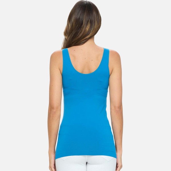Women's Seamless Reversible V-Neck Tank Top

- Wide Shoulder Straps
- V-Neckline
- Back Scoop Neck
- Fitted Silhouette
- Seamless Design
- Soft & Stretchy 
- Longline Hem
- One Size Fits Most (0-14)
- 92% Nylon, 8% Spandex