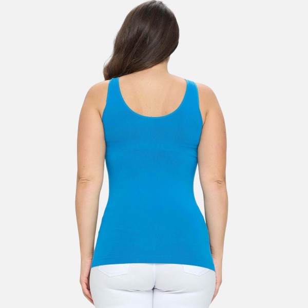 Lady's Plus Size V or U Neckline Reversible Seamless Tank

- Wide Shoulder Straps
- Back Scoop Neck
- Fitted Silhouette
- Seamless Design
- Buttery Soft Fabrication With Stretch
- Pull On/Off
- Longline Hem
- One Size
- 92% Nylon 8% Spandex