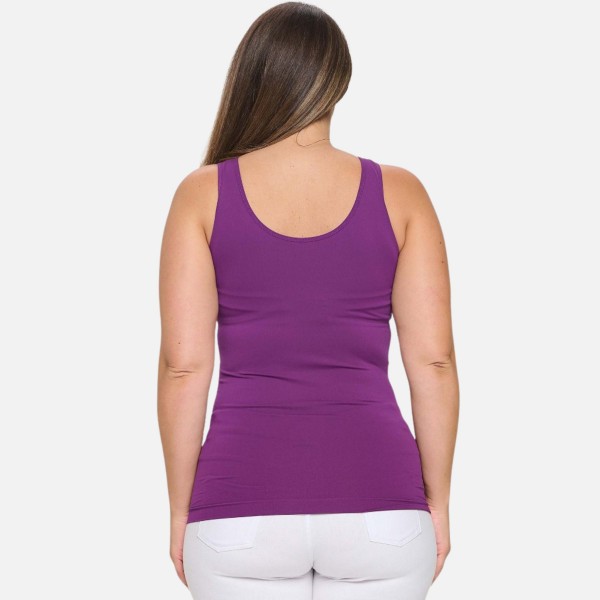 Lady's Plus Size V or U Neckline Reversible Seamless Tank

- Wide Shoulder Straps
- Back Scoop Neck
- Fitted Silhouette
- Seamless Design
- Buttery Soft Fabrication With Stretch
- Pull On/Off
- Longline Hem
- One Size
- 92% Nylon 8% Spandex