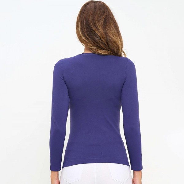 Women's Seamless Round Neck Long Sleeve Top •Crew Neckline •Seamless Construction •Fitted Design •Self Fabric Binding •92% Nylon, 8% Spandex view 5