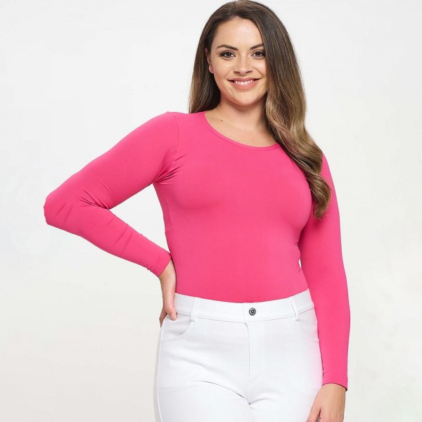 Women's Seamless Round Neck Long Sleeve Top •Crew Neckline •Seamless Construction •Fitted Design •Self Fabric Binding •92% Nylon, 8% Spandex view 5