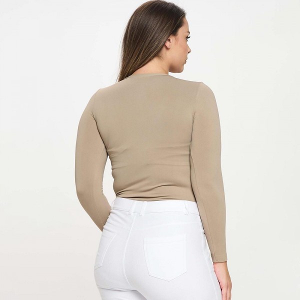 Women's Seamless Round Neck Long Sleeve Top •Crew Neckline •Seamless Construction •Fitted Design •Self Fabric Binding •92% Nylon, 8% Spandex view 5
