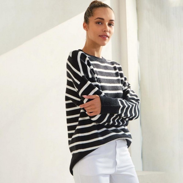 Stripped Knit Sweater (6-Pack)

- Ribbed Cuffs
- Loose Fit
- Pullover Style
- 42% Acrylic / 27% Nylon / 31% Polyester 
