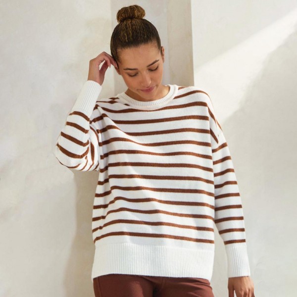 Stripped Knit Sweater (6-Pack)

- Ribbed Cuffs
- Loose Fit
- Pullover Style
- 42% Acrylic / 27% Nylon / 31% Polyester 