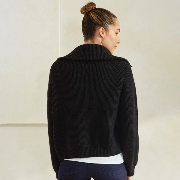 Women’s Luxe Funnel Neck Cardigan - Double Zip Rib Cardigan - Versatile - Funnel Neckline - Full length Sleeves - No itch Material view 5