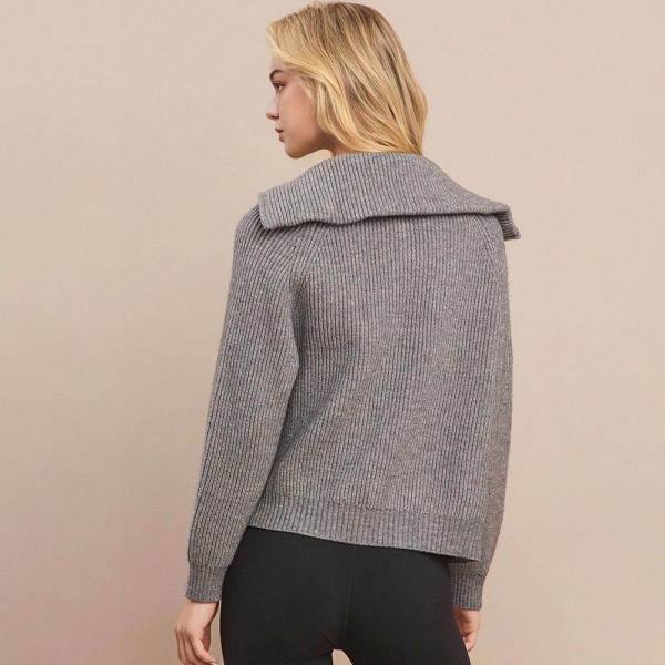 Women’s Luxe Funnel Neck Cardigan - Double Zip Rib Cardigan - Versatile - Funnel Neckline - Full length Sleeves - No itch Material view 5