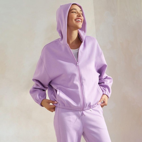 Women's UltraComfy Zip-up Jacket with Hoodie

- Dropped Shoulder
- Zip Front Closure
- Elastic Hem and Cuffs
- Lip Pockets
- Matching Color Zipper
- Dropped Shoulder
-Relaxed Silhouette
- 45% Rayon, 47% Polyester, 8% Spandex