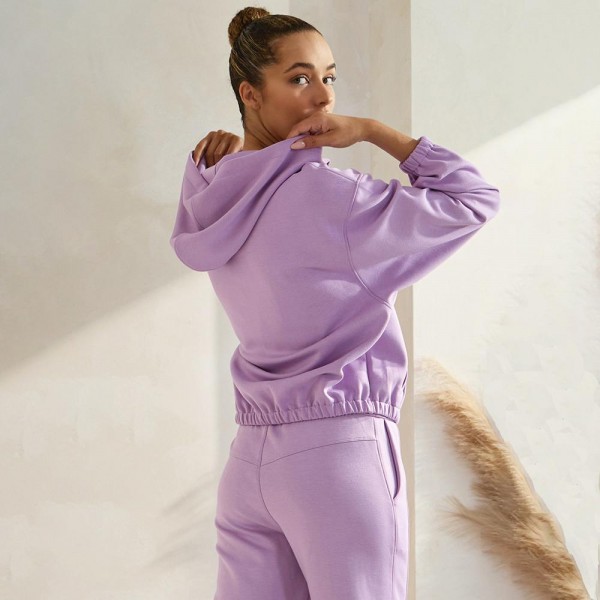 Women's UltraComfy Zip-up Jacket with Hoodie - Dropped Shoulder - Zip Front Closure - Elastic Hem and Cuffs - Lip Pockets - Matching Color Zipper - Dropped Shoulder -Relaxed Silhouette - 45% Rayon, 47% Polyester, 8% Spandex view 5