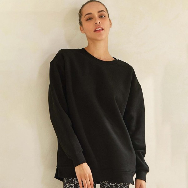 Women's Cozy Fleece Oversized Sweatshirt

- Soft fleece fabric
- Dropped shoulder
- Oversized silhouette
- Practical side seam pocket
- Matching color rib neckline, sleeve cuffs, and hem band
- Imported
- 97% Cotton 3% Spandex

