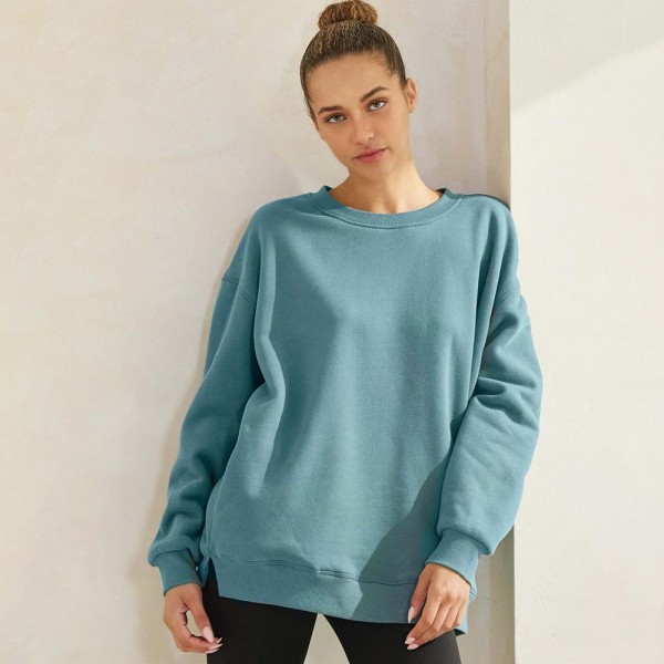 Women's Cozy Fleece Oversized Sweatshirt

- Soft fleece fabric
- Dropped shoulder
- Oversized silhouette
- Practical side seam pocket
- Matching color rib neckline, sleeve cuffs, and hem band
- Imported
- 97% Cotton 3% Spandex

