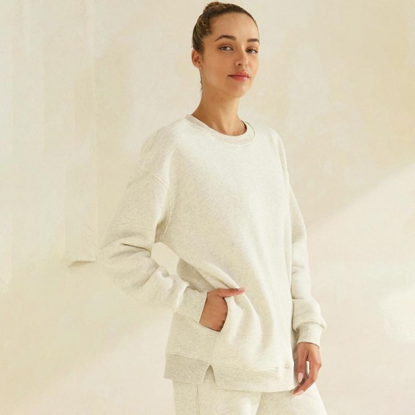 Women's Cozy Fleece Oversized Sweatshirt

- Soft fleece fabric
- Dropped shoulder
- Oversized silhouette
- Practical side seam pocket
- Matching color rib neckline, sleeve cuffs, and hem band
- Imported
- 97% Cotton 3% Spandex
