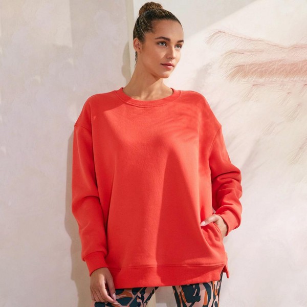 Women's Cozy Fleece Oversized Sweatshirt

- Soft fleece fabric
- Dropped shoulder
- Oversized silhouette
- Practical side seam pocket
- Matching color rib neckline, sleeve cuffs, and hem band
- Imported
- 97% Cotton 3% Spandex
