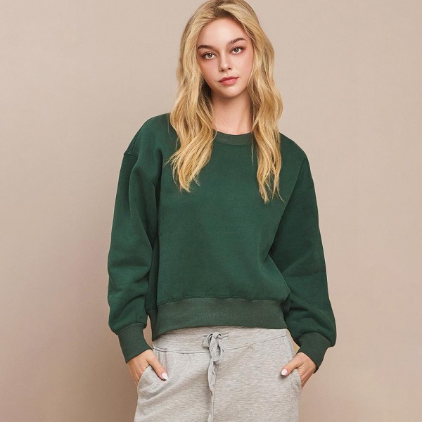 Women's Ultra Soft Cotton Fleece Crewneck Top

- Dropped Shoulder
- Pullover
- Relaxed Fit
- Ribbed Neckline
- Sleeve Cuffs
- Rib Bodice Hem
- Straight Silhouette
- Imported
- 97% Cotton, 3% Spandex