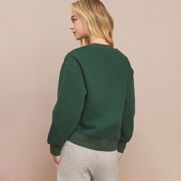 Women's Ultra Soft Cotton Fleece Crewneck Top - Dropped Shoulder - Pullover - Relaxed Fit - Ribbed Neckline - Sleeve Cuffs - Rib Bodice Hem - Straight Silhouette - Imported - 97% Cotton, 3% Spandex view 5