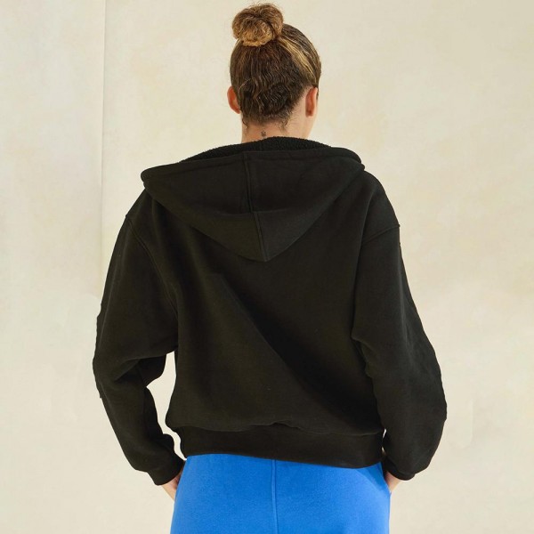 Women's Cozy Fleece Front Zip Hoodie - Dropped Shoulder - Zip Front Closure - Elastic Hem and Cuffs - Lip Pockets - Matching Color Zipper - Relaxed Silhouette - Soft and Comfy - 97% Cotton, 3% Spandex view 5