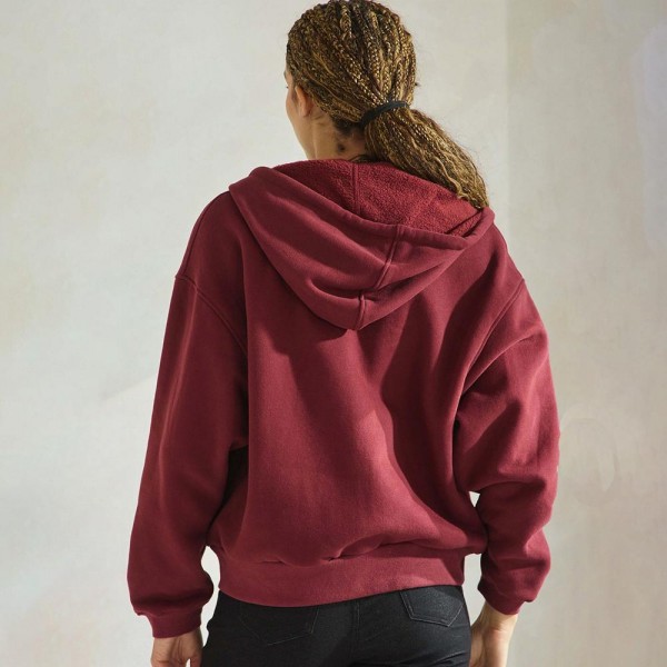 Women's Cozy Fleece Front Zip Hoodie - Dropped Shoulder - Zip Front Closure - Elastic Hem and Cuffs - Lip Pockets - Matching Color Zipper - Relaxed Silhouette - Soft and Comfy - 97% Cotton, 3% Spandex view 5