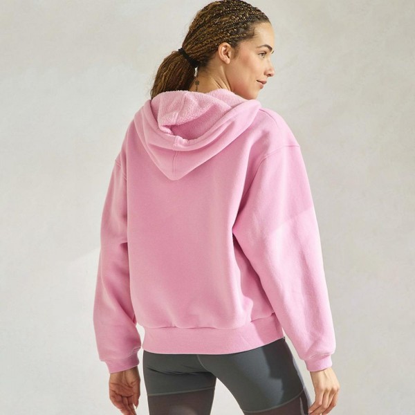 Women's Cozy Fleece Front Zip Hoodie - Dropped Shoulder - Zip Front Closure - Elastic Hem and Cuffs - Lip Pockets - Matching Color Zipper - Relaxed Silhouette - Soft and Comfy - 97% Cotton, 3% Spandex view 5