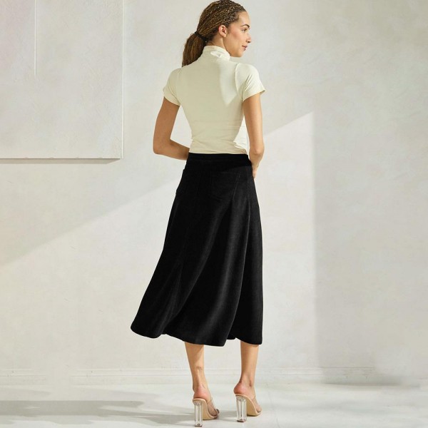 Women's Corduroy Flared Long Skirt

- Relaxed-fit
- Corduroy fabric
- Ribbed
- Flared
- Smooth
- Imported
- 98% polyester 2% spandex