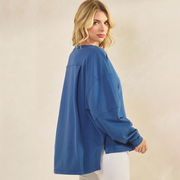 Women's Textured Cotton Relaxed Fit Top

- Lightweight and breathable
- Classic Crewneck
- Long Sleeves
- Relaxed Silhouette
- Dropped Shoulders
- 51%Cotton 47%Polyester 2%Spandex
