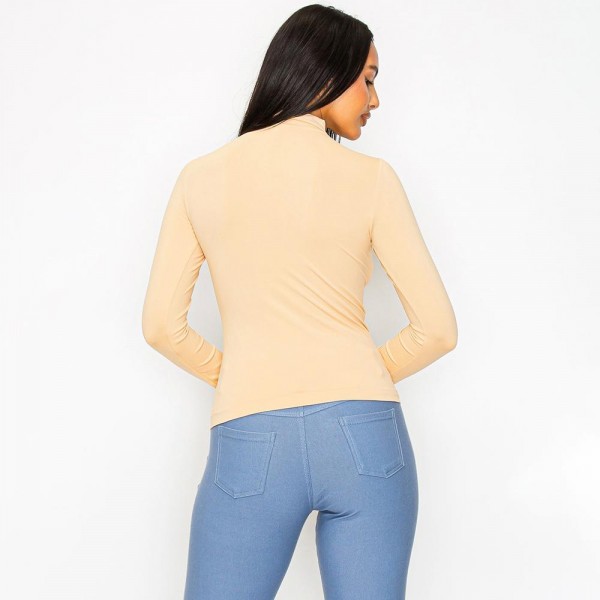 Women’s Bare Essential Seamless Mock Neck Long Sleeve Top • Mock neck • Seamless design • Long sleeves • Smooth • Soft and stretchy fabric • Durable • Imported •92% Nylon, 8% Spandex view 5