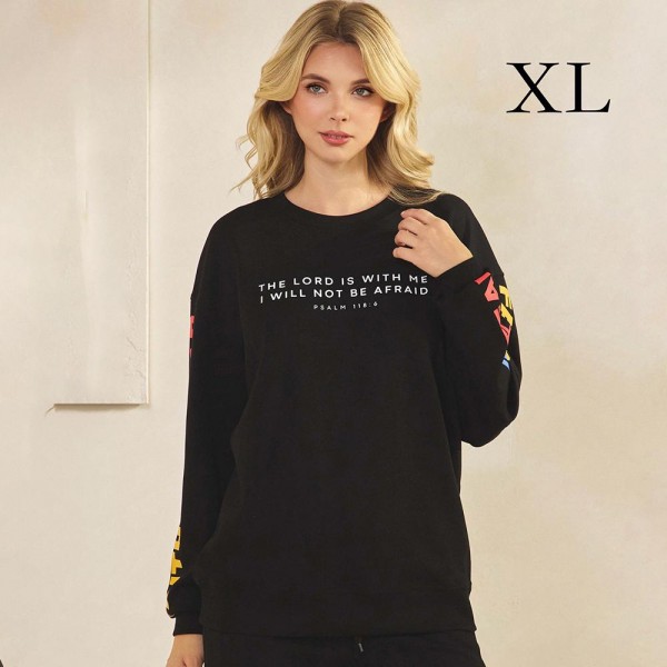 Women's Faith Over Fear Scuba Pullover Sweatshirt

- Crew Neck
- Dropped Shoulder For A Relaxed Silhouette
- Soft, Ultra-Comfy Fabric
- Full-Length Sleeves With Cuff Bands 
- Faith Over Fear Printed Down Sleeves
- 45% Rayon / 47% Polyester / 8% Spandex
