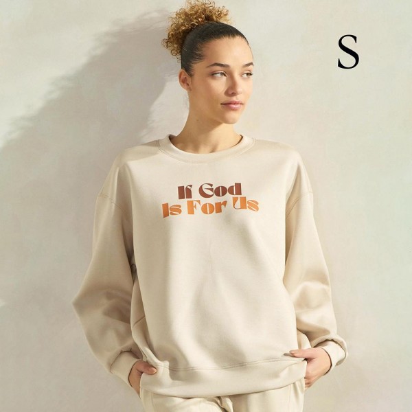 Wholesale women s If God Us Scuba Pullover Sweatshirt Crew Neck Dropped Shoulder