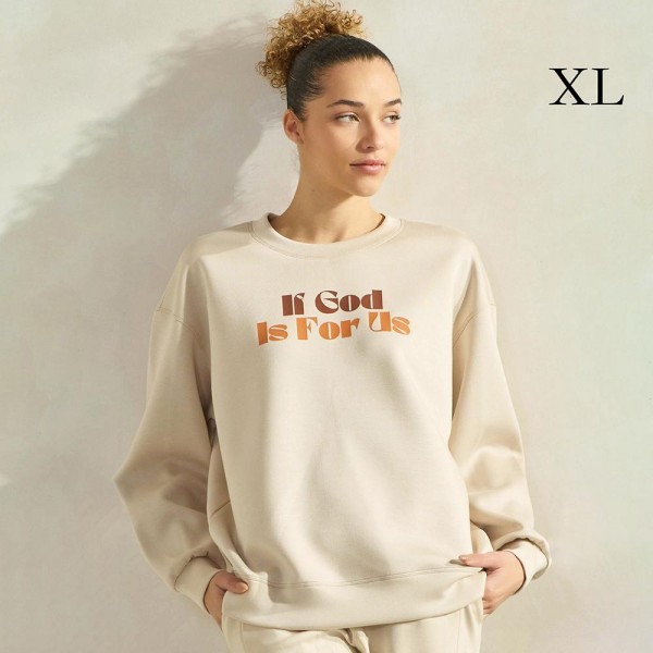 Wholesale women s If God Us Scuba Pullover Sweatshirt Crew Neck Dropped Shoulder