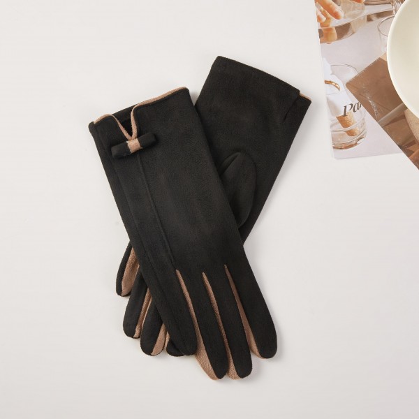 Two Tone Gloves With Bow Detail 

- One Size Fits Most 
- 100% Polyester 