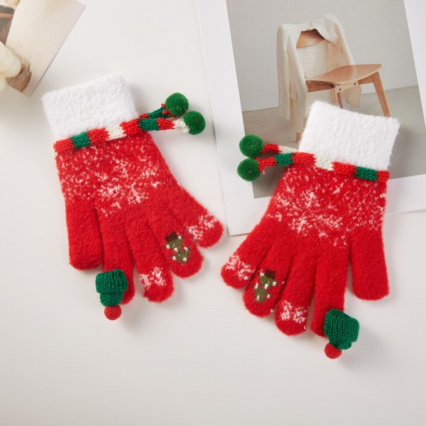 Fuzzy Christmas Gloves Featuring Pom Details 

- One Size Fits Most 
- 100% Polyester 